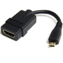 Adaptador StarTech Mini HDMI A HDMI Hembra Con Cable 12 Cm Negro