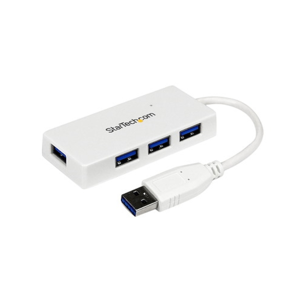 HUB USB-A 3.0 De 4 Puertos USB 3.0 Con Cable Integrado, Color Blanco