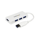 HUB USB-A 3.0 De 4 Puertos USB 3.0 Con Cable Integrado, Color Blanco