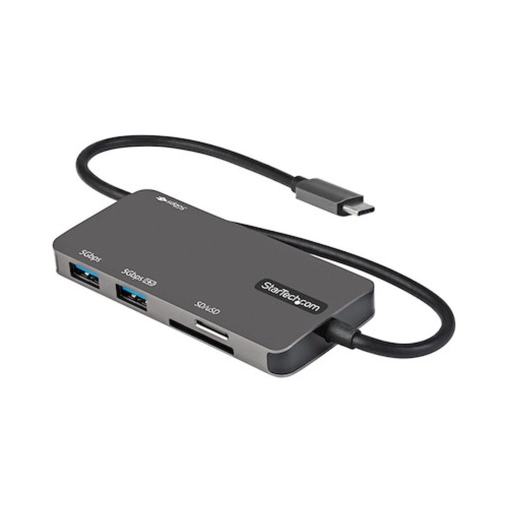 Adaptador Multipuertos StarTech USB C-USB C A HDMI De 4K ,100W De Entrega De Alimentación PD-SD-Micro SD- Hub Ladrón USB 3.0 De 3 Puertos, Dock USB Tipo C Con Cable De 30cm Negro