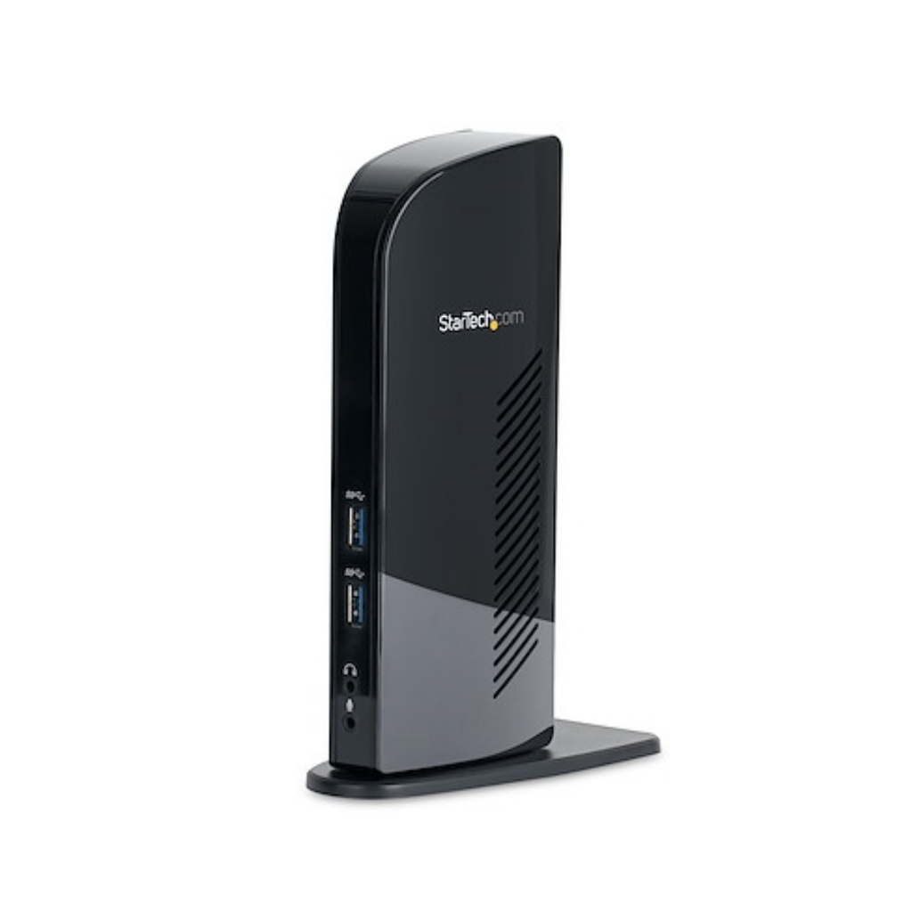 Docking Station USB 3.0 StarTech USB3SDOCKHD – Salidas Dual HDMI/DVI (incluye adaptador VGA), 6× USB-A, Ethernet Gigabit, Audio, USB-B Host – Diseño Vertical Negro