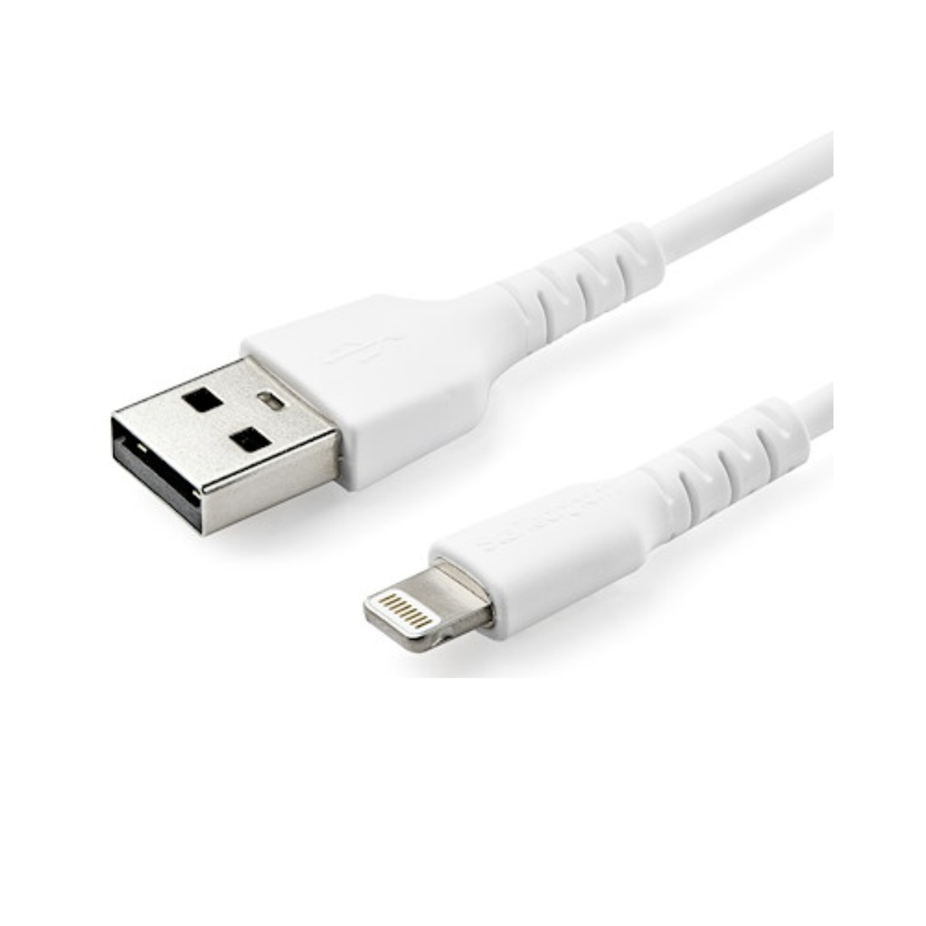 Cable StarTech Resistente USB-A A Lightning,1 m Blanco - Cable De Alimentación Y Sincronización USB Tipo A, A Lightning Con Fibra De Aramida Robusta, Con Certificación MFi De Apple - IPad/IPhone 12