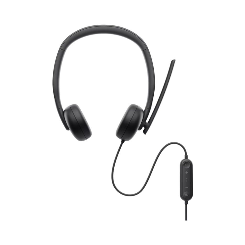 Audífonos Dell De Diadema WH3024 Con Cable Color Negro 
