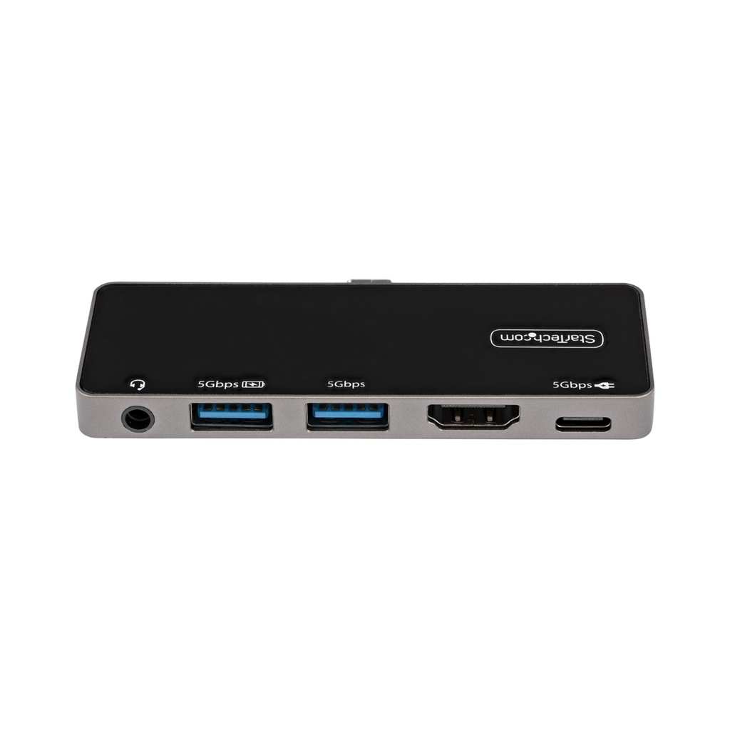 Adaptador Multipuertos StarTech USB C A HDMI 2.0 De 4K 60Hz, Entrega De Alimentación PD De 100W Pass Through, Hub USB 3.0 De 3 Puertos, Audio, Mini Docking Station USB Tipo C Negro