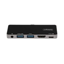Adaptador Multipuertos StarTech USB C A HDMI 2.0 De 4K 60Hz, Entrega De Alimentación PD De 100W Pass Through, Hub USB 3.0 De 3 Puertos, Audio, Mini Docking Station USB Tipo C Negro
