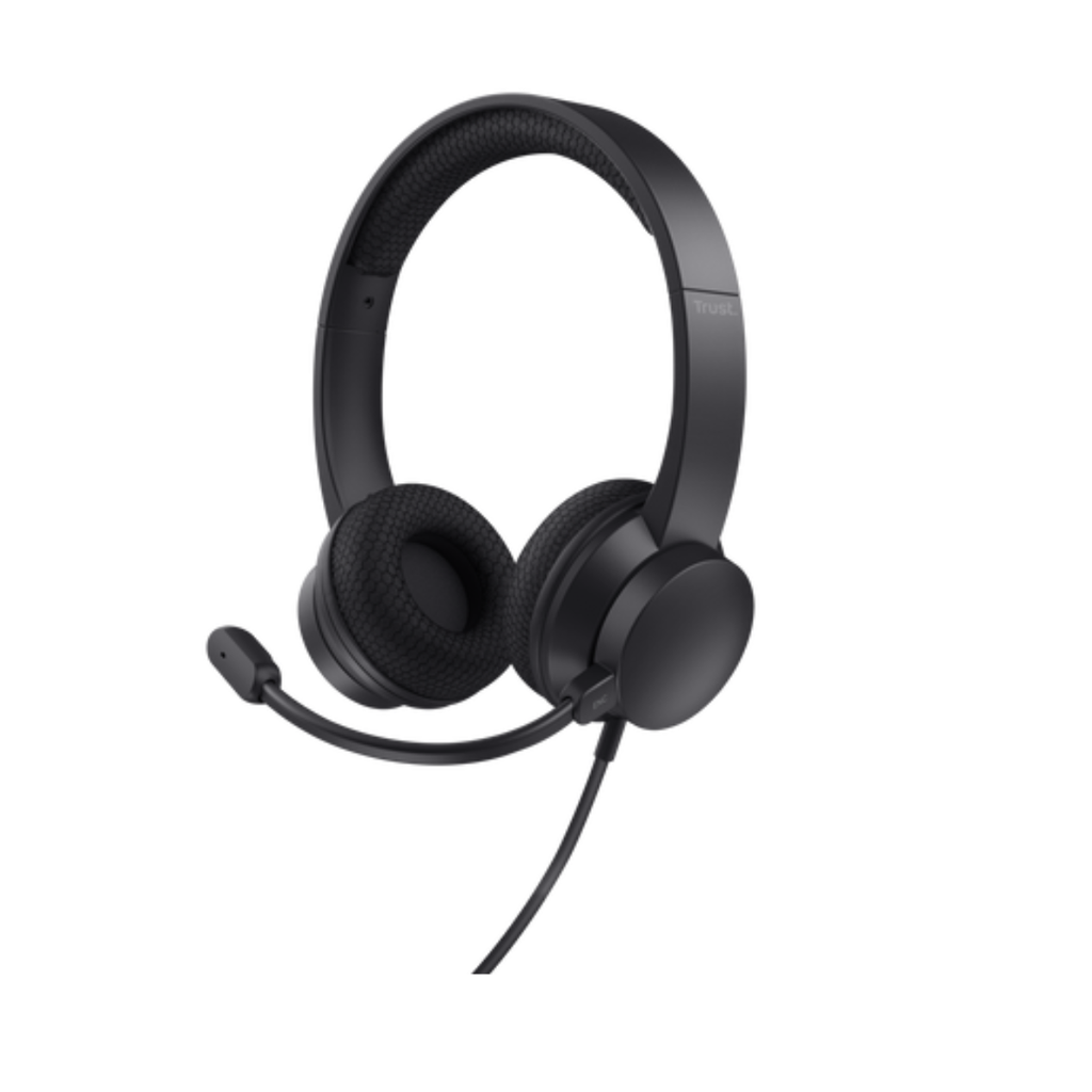  Audífonos Diadema Trust Ayda USB Con Micrófono Con Cancelación De Ruido Ambiental Color Negro 