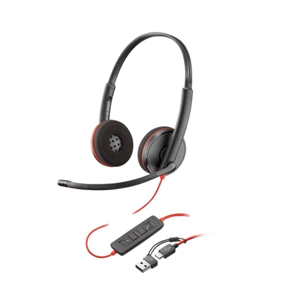 Diadema Poly Blackwire 3220 Stereo USB-C Headset +USB Negro