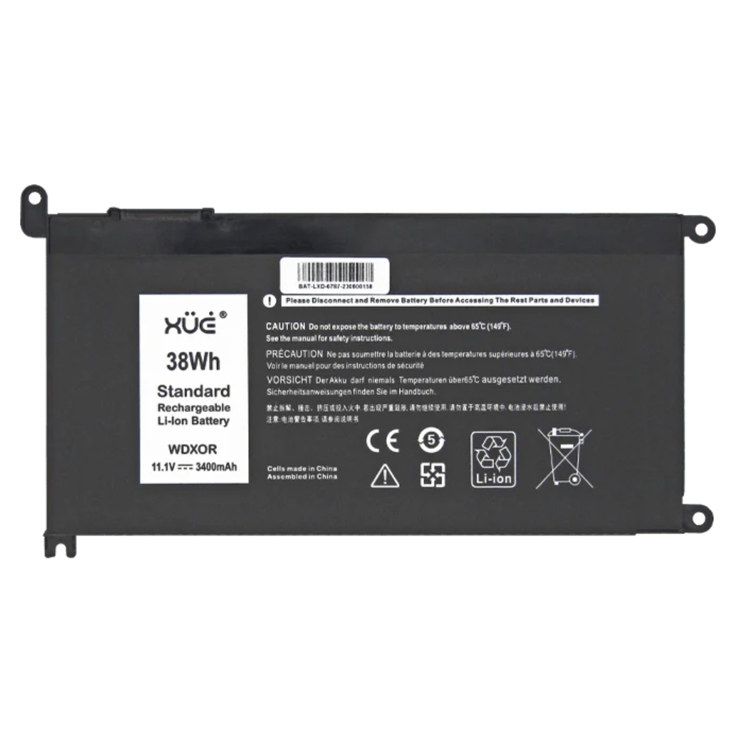Batería XUE Para Portátil DELL 5468 5567 7368 11.4-3400 38WH WDX0R Negro 