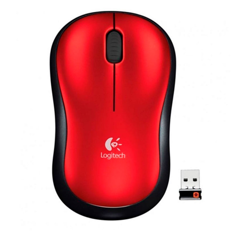 Mouse Inalámbrico Logitech M185 Receptor USB Color Rojo