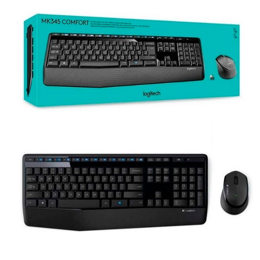 Combo Teclado Y Mouse Logitech MK345 Inalámbrico Receptor USB Color Negro