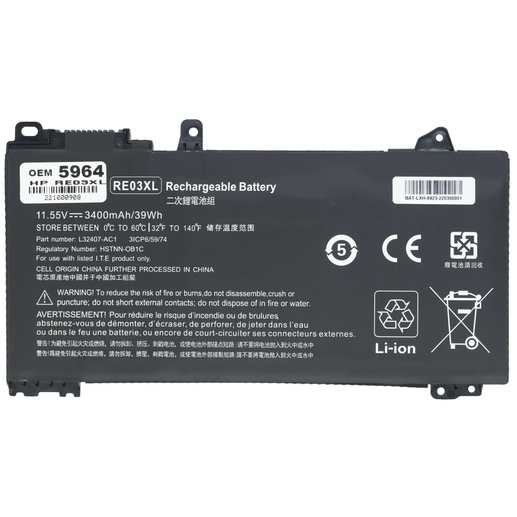 Batería Genérica OEM Para Portátil HP RE03XL