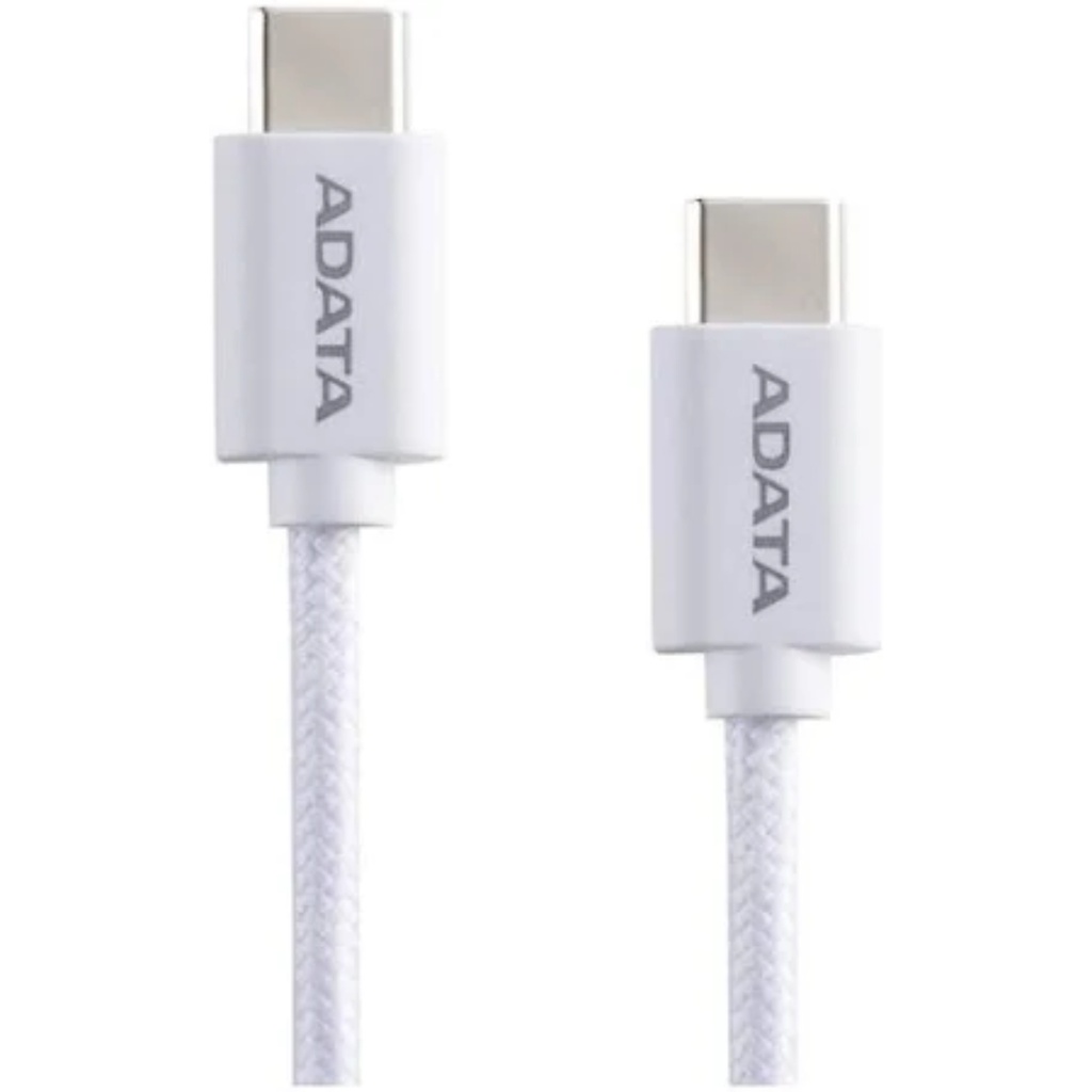 Cable Blanco USB-C ADATA CACC-200PN 2 Metros, 100W Soporta Carga Rápida PD3.0 Y QC3.0