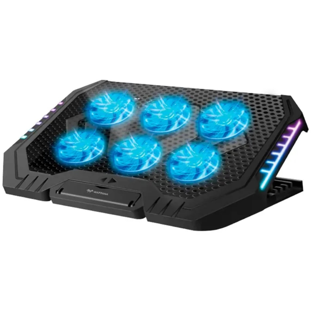 Base Refrigerante Gamer Wattana W Br10 6 Ventiladores Rgb Color Negro