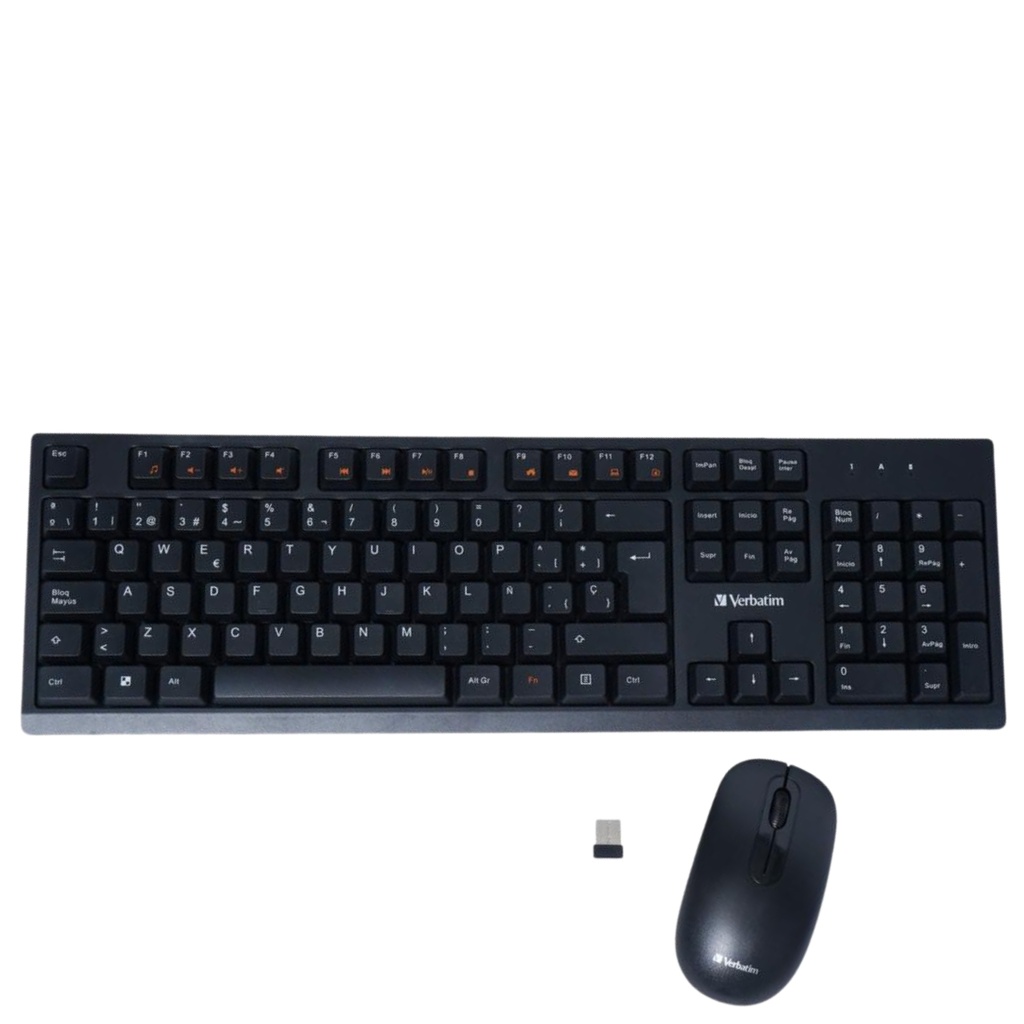 Combo Teclado Y Mouse Inalámbrico Verbatim En Español Color Negro 