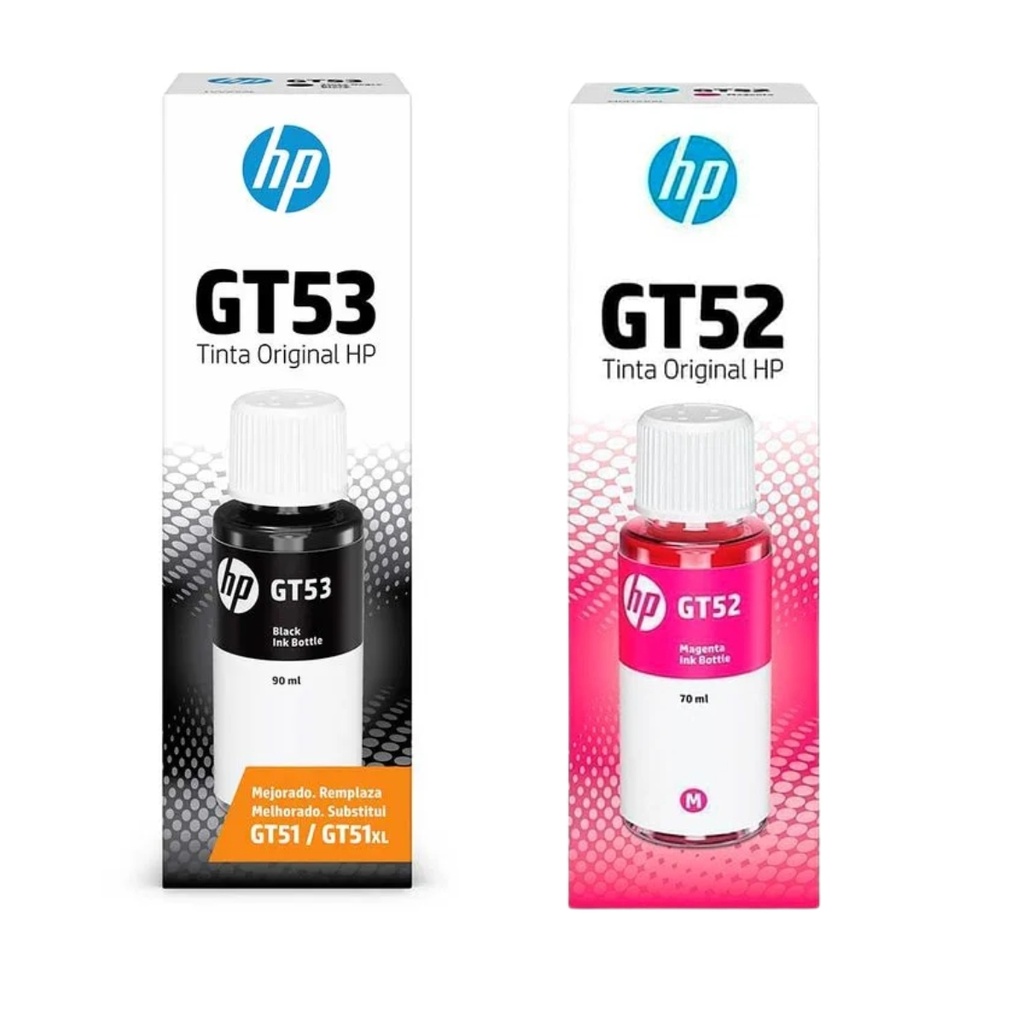 Kit Botellas De Tinta Hp Original Gt53 Negro + Gt52 Magenta 