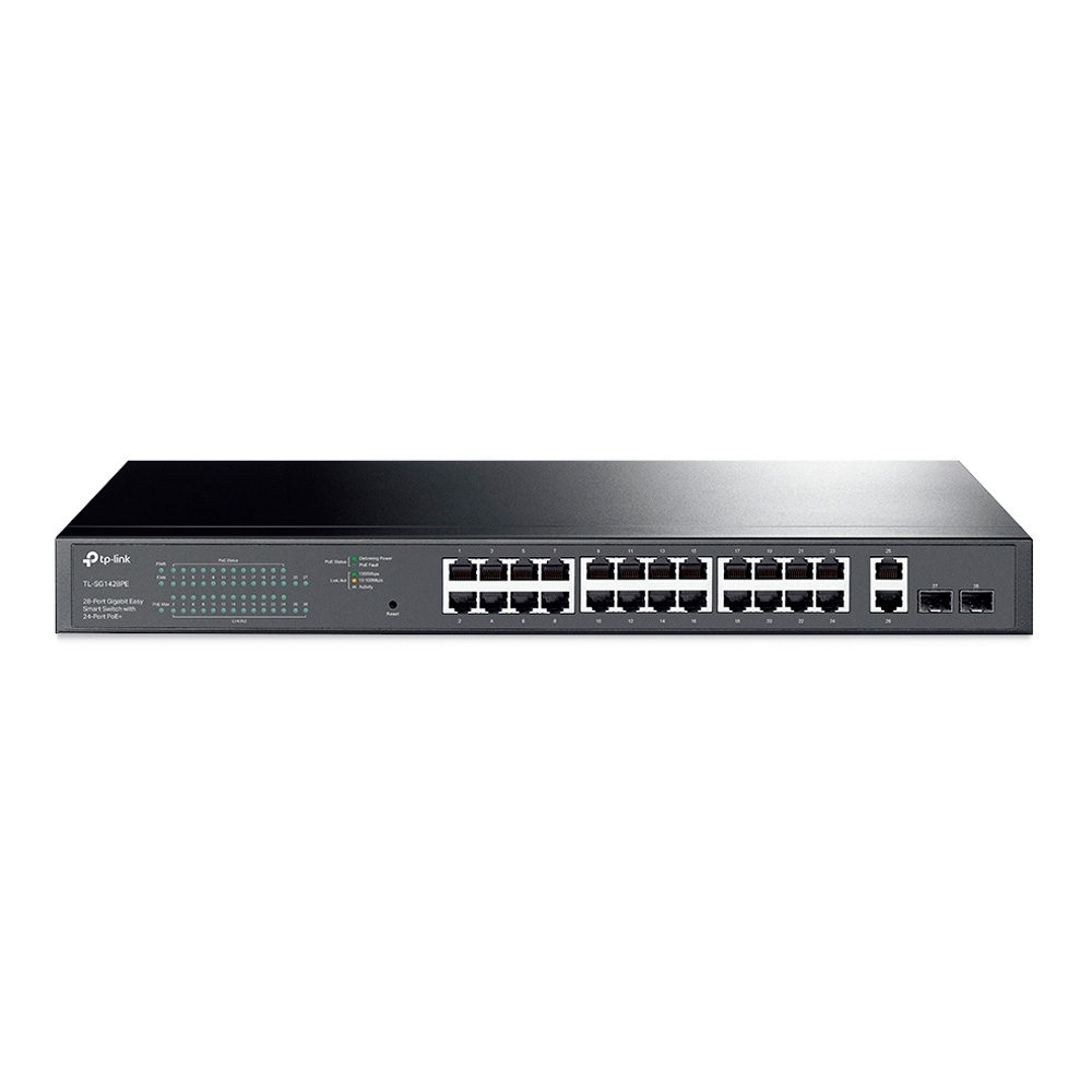 Switch TP-LINK PoE Easy Smart Gigabit De 28 Puertos Con PoE Color Negro