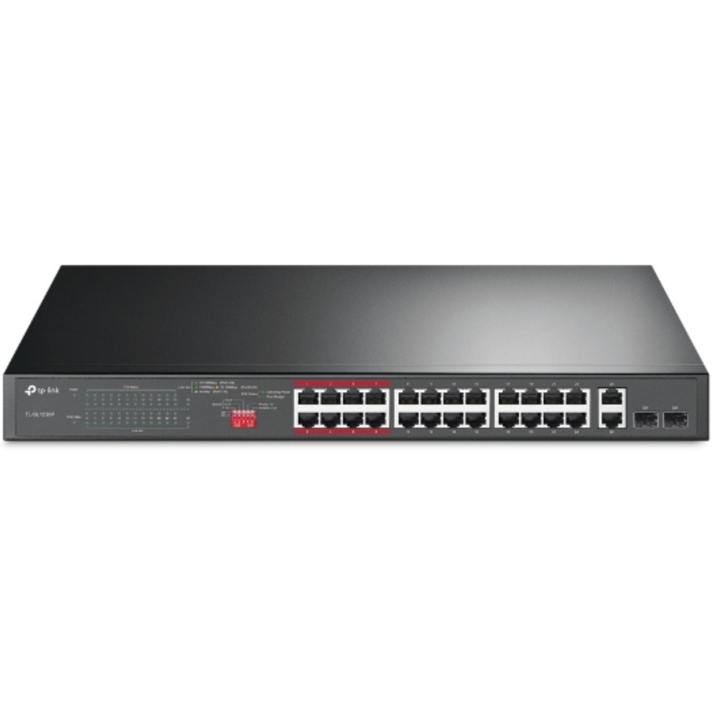 Switch TP-LINK 24 Puertos 10/100Mbps+2-Port Gigabit PoE+No Gestionable Color Negro