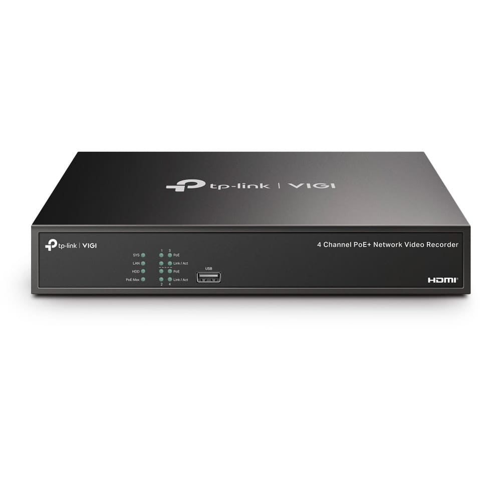 Grabador De Video TP-LINK NVR VIGI PoE+ De 4 Canales 4K (8Mp) Negro 