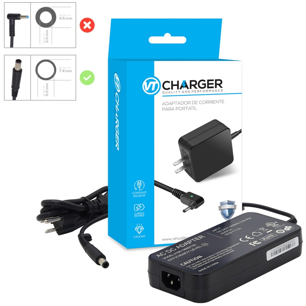 Cargador Para Portátil HP 19.5V 7.7A Punta Aguja 150W VT-CHARGER