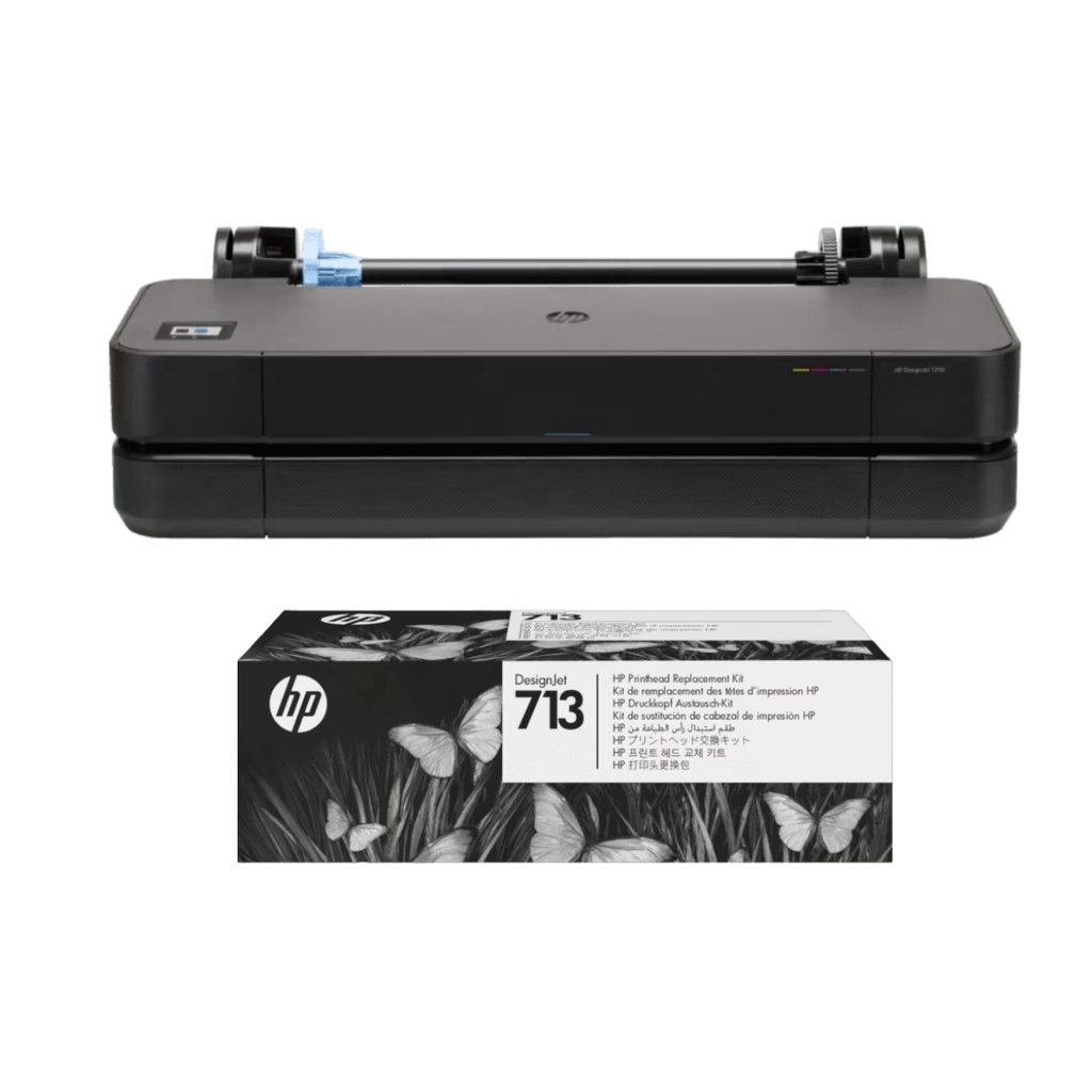 Plotter Hp DesignJet T250 24" Negro Usado + Cabezal Original Impresión HP 713 4 Colores
