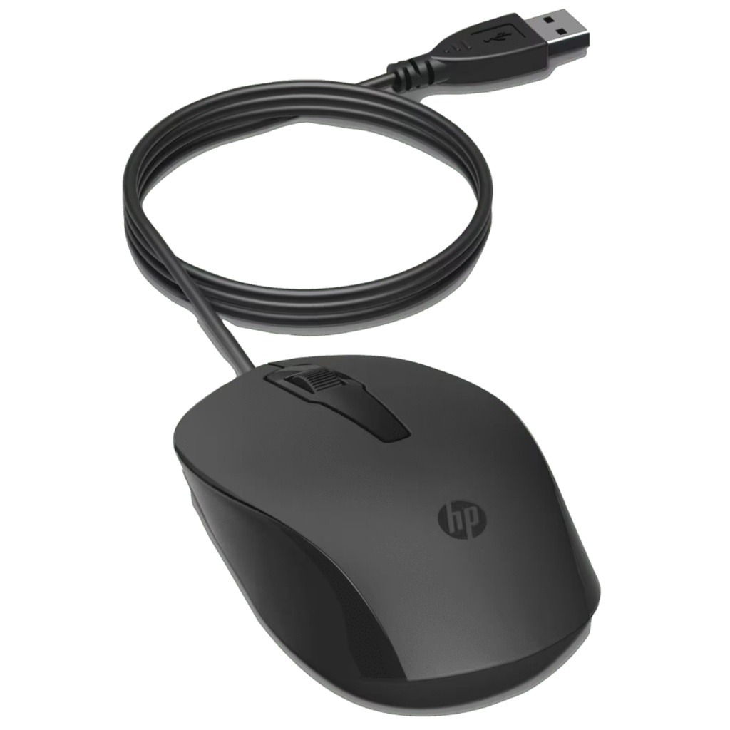 Mouse Alámbrico HP 150 Con Conexión USB Y Diseño Ambidiestro Negro