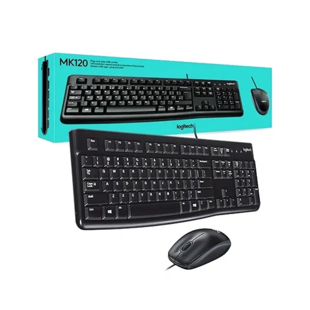 Combo Teclado y Mouse Alámbrico Logitech USB MK120 Negro