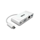 Adaptador Multipuerto Tripp Lite USB-C VGA Puerto USB-A GbE Carga PD Blanco