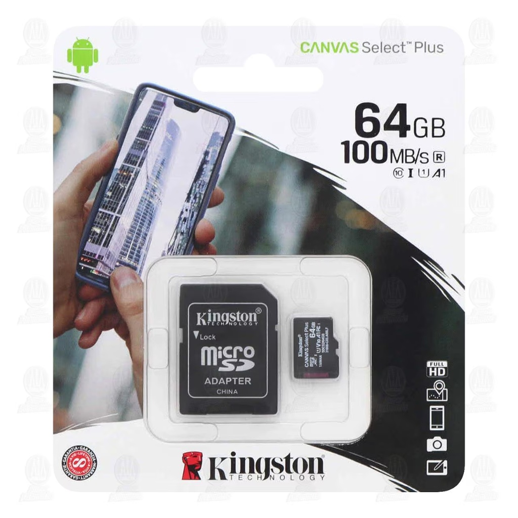 Memoria Kingston Micro SD 64GB SDXC Canvas Select Plus Gen3 100MB/S