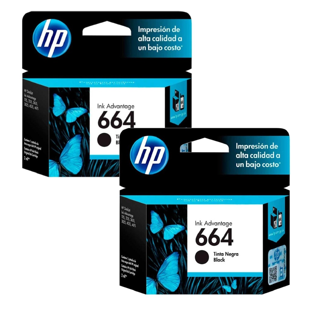 Kit 2 Cartuchos HP 664 Original Negro