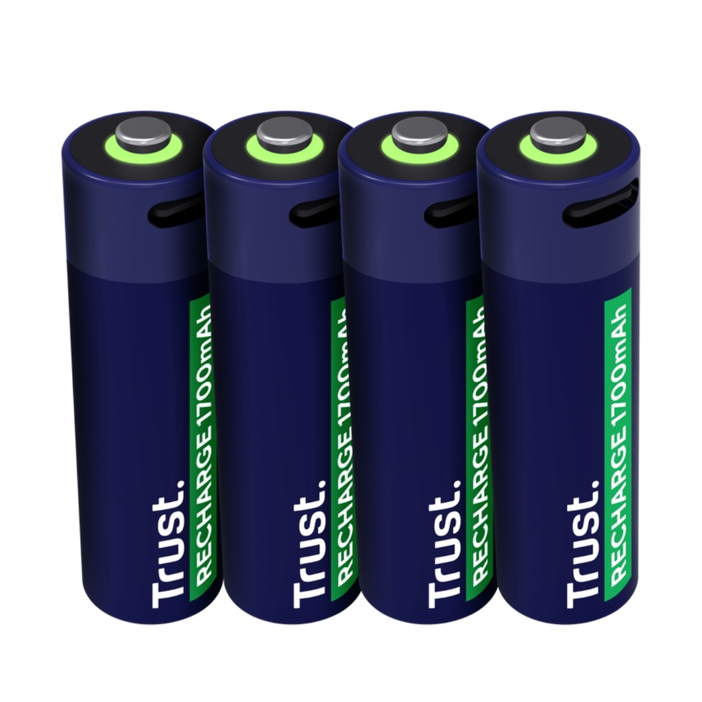 Baterías Recargables Trust tipo C 4 pilas - AA