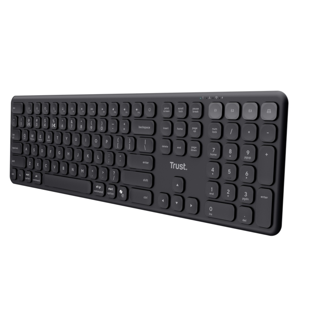 Teclado Trust Vaiya Inalambrico-Bluetooth Negro Recargable 