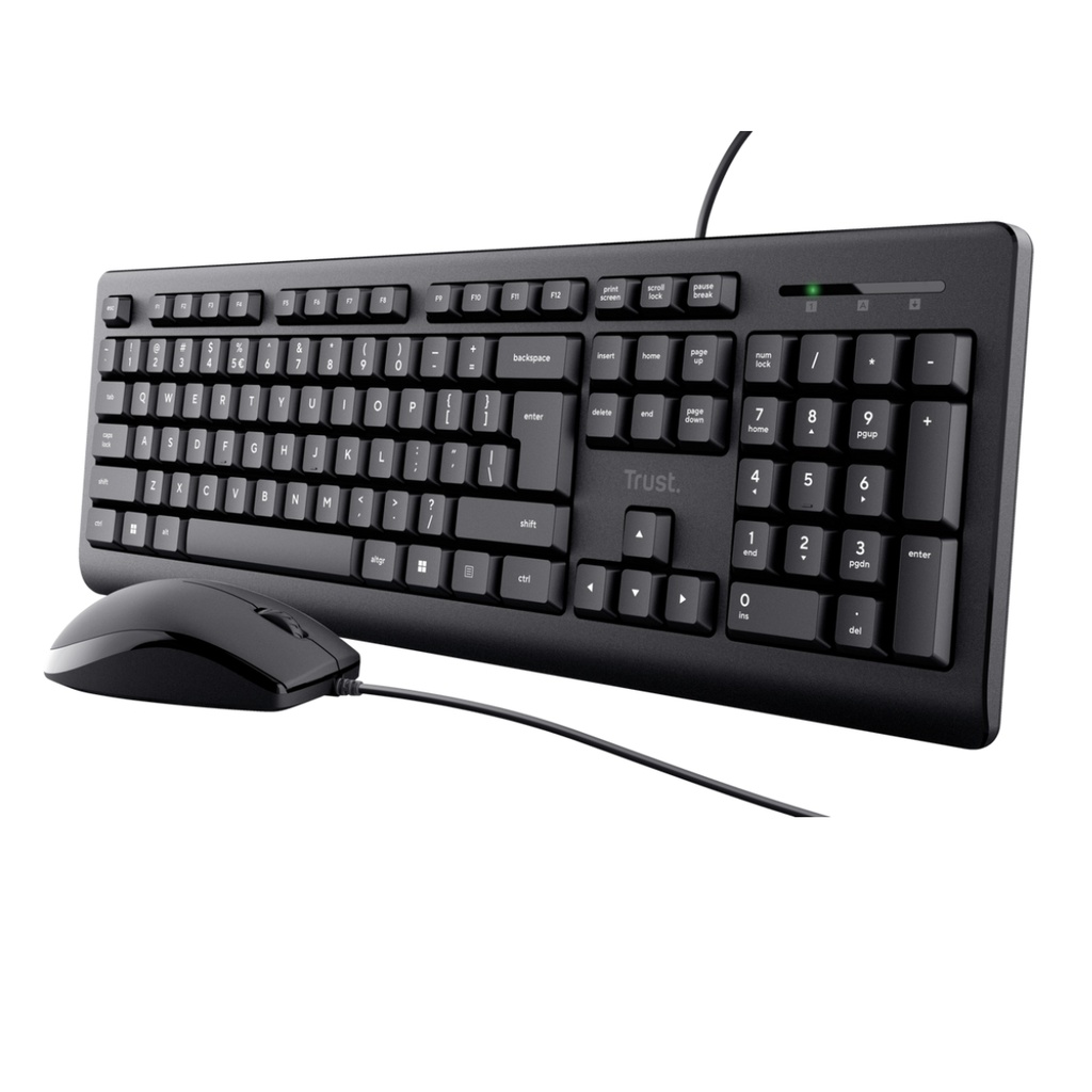 Combo Trust Teclado Mouse Primo Alámbrico Negro