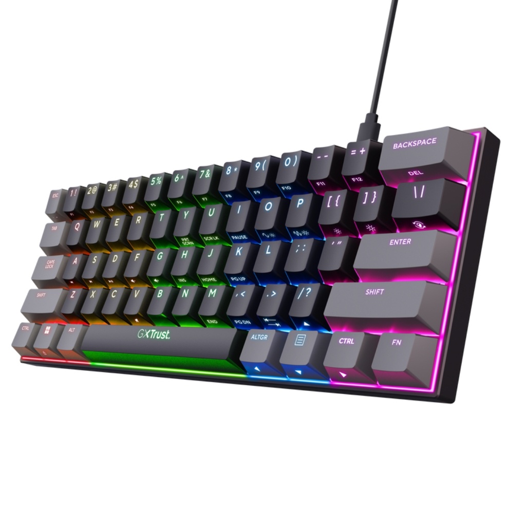 Teclado Gamer trust Gxt 867 Acira Mecanico 60% Negro