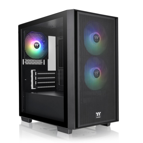 Chasis Thermaltake Versa H16 TG ARGB Micro Tower con 3 Ventiladores ARGB 120mm y Fuente 650W 80 Plus Bronze Negro