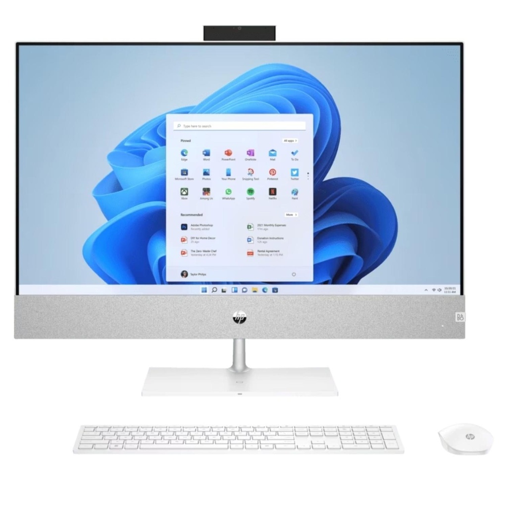 Computador Todo en Uno HP Pavilion 27-ca0004la AMDRYZEN 5, RAM 16GB, SSD 512GB, W11 Home Blanco