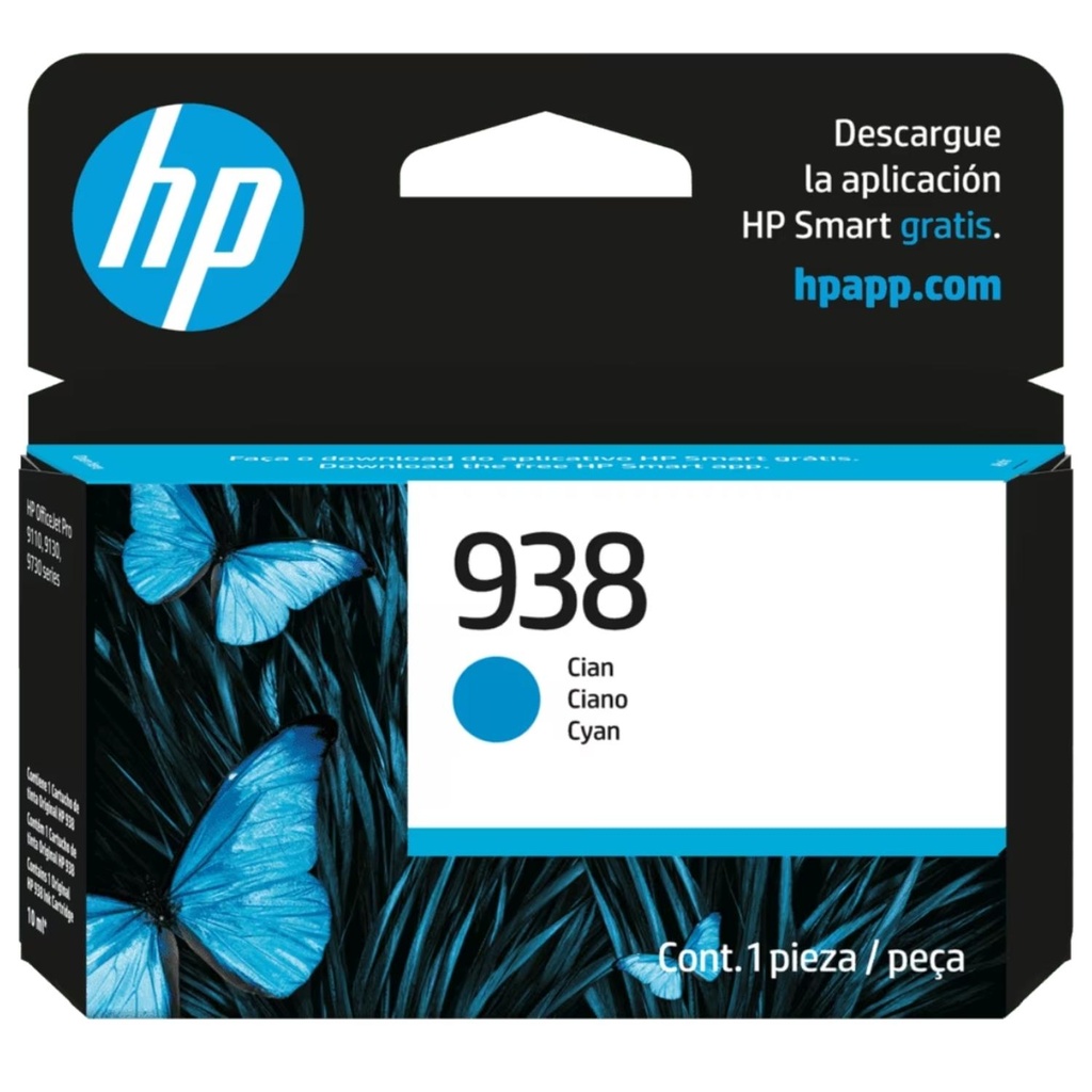 Cartucho Original De Tinta HP 938 Cian  800 Páginas 10 ml