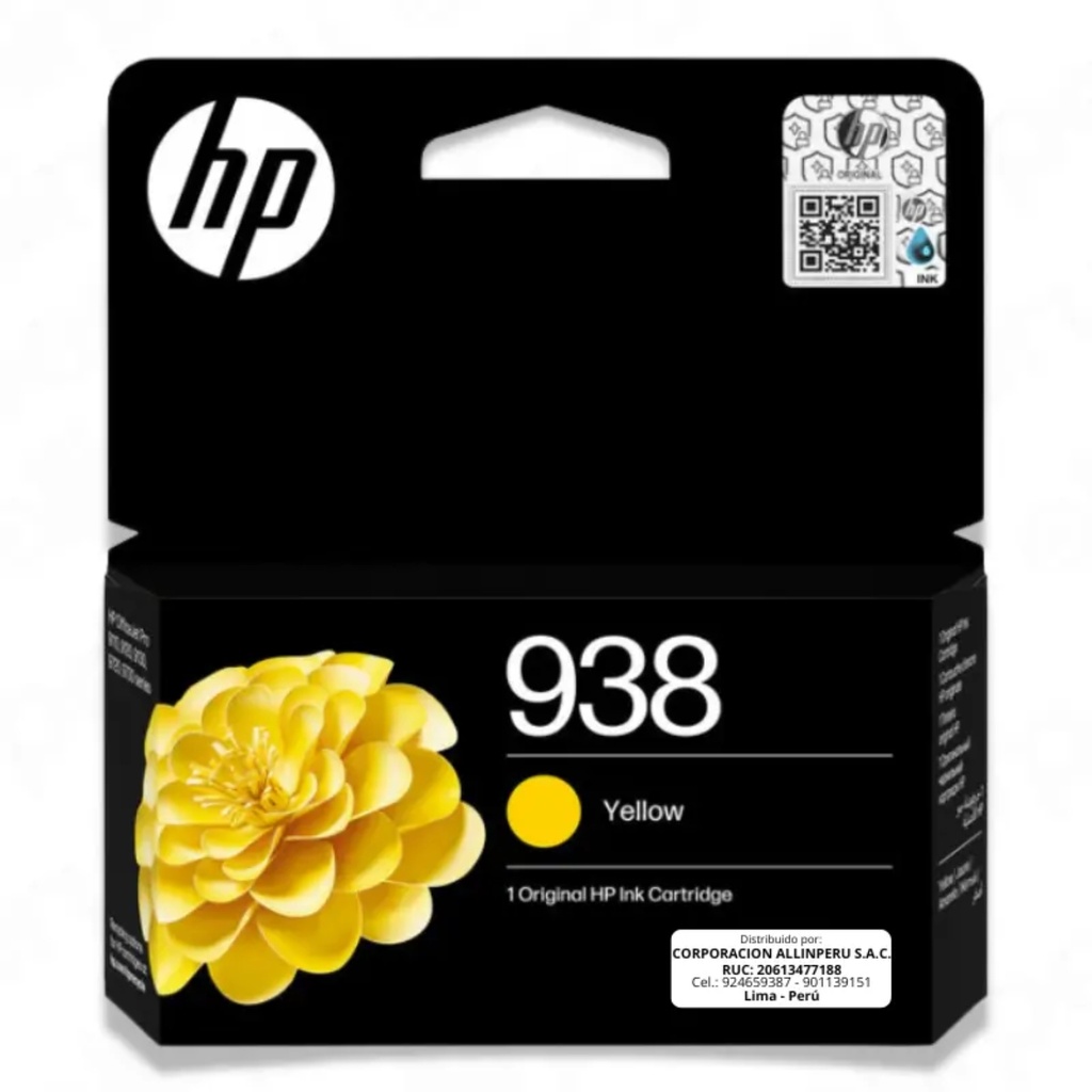 Cartucho Original De Tinta Hp 938 Amarilla 800 págs 10 ml