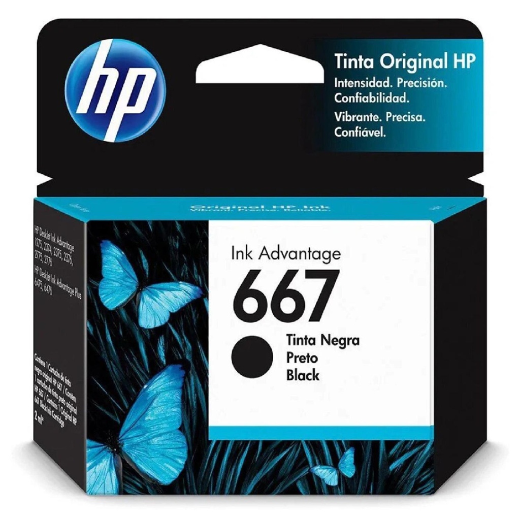 Cartucho Original De Tinta HP 667 Negro 120 págs 2 ml