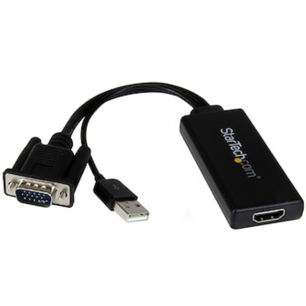 Adaptador StarTech Convertidor VGA Macho A HDMI Hembra Con Audio Y Alimentación USB-A, Incluye Cable USB Extensión 60 Cms, Garantía 2 Años