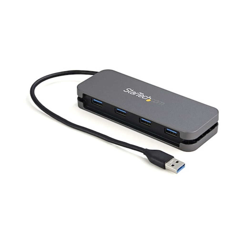 HUB USB-A 3.0 StarTech De 4 Puertos USB-A 3.2 Gen 1 Con Cable Integrado USB-A 3.2 SuperSpeed De 5Gbpso Para Alimentación, Color Gris, Funciona Con Windows, macOS, Linux, iPadOS