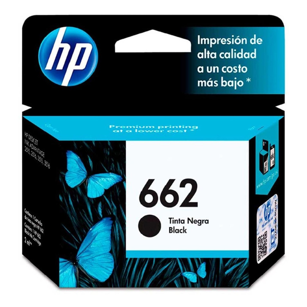 Cartucho Original De Tinta Hp 662 Negro 120 Páginas 2 ml