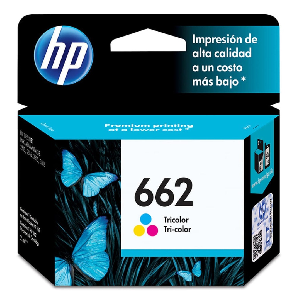 Cartucho Original De Tinta HP 662 Tricolor 100 págs 2 ml