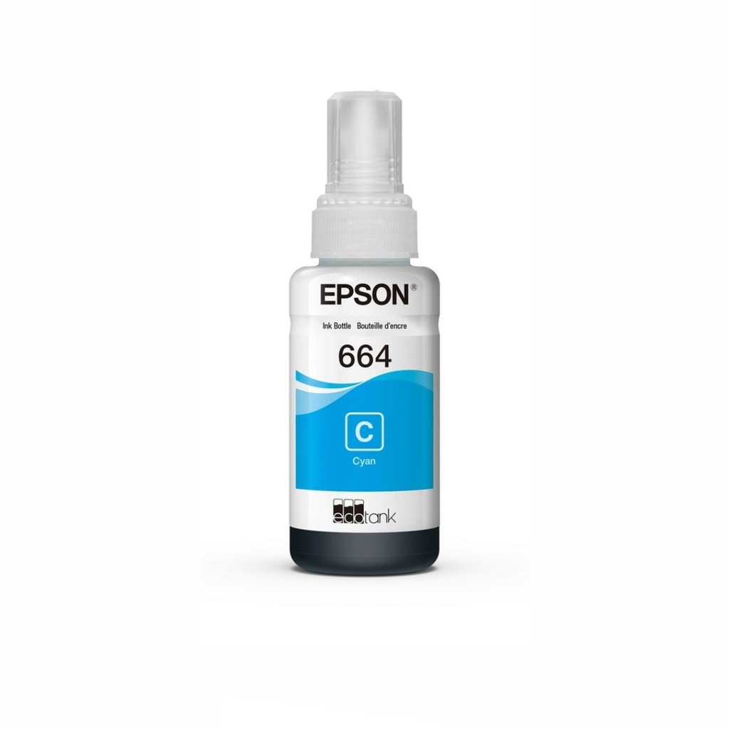 Botella Original De Tinta Epson 664 Cian, 7.500 Páginas, 70 ml
