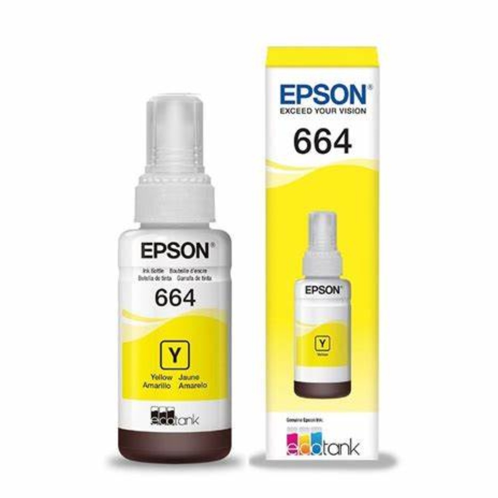 Botella Original De Tinta Epson 664 Amarillo, 7.500 Páginas, 70 ml