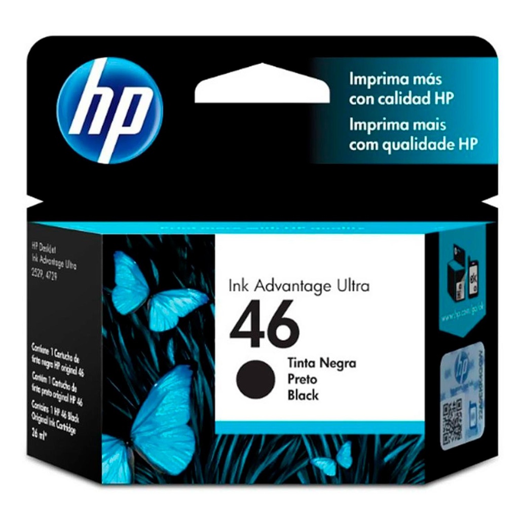 Cartucho Original De Tinta HP 46 Negro 1.500 Páginas 26 ml