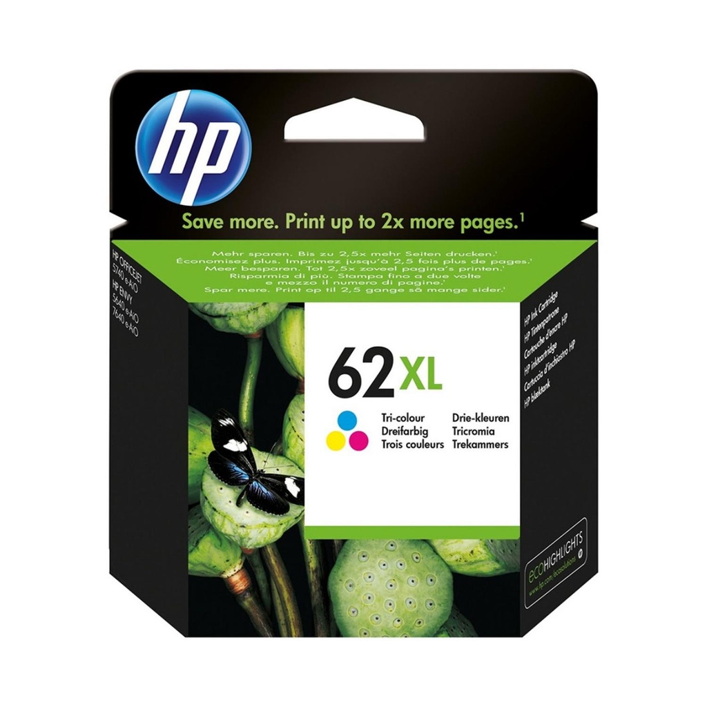 Cartucho Original De Tinta HP 62XL Tricolor De Alto Rendimiento 415 Páginas 11.5 ml