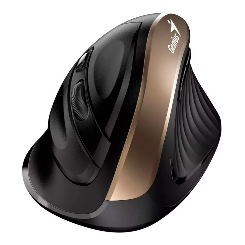 Mouse Genius Inalambrico 8250S Ergo Vertical Negro Dorado