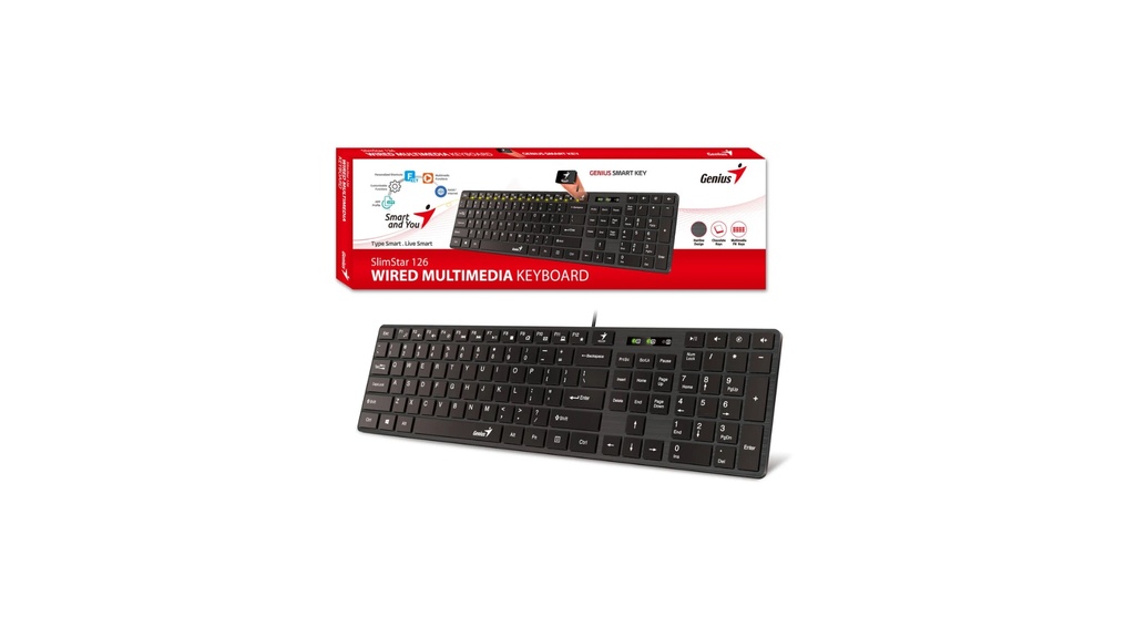 Teclado Genius Slimstar 126 QWERTY Numérico - Negro
