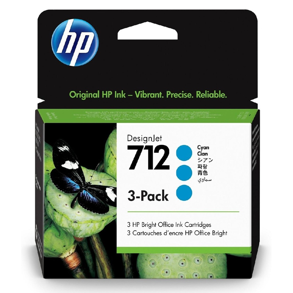 Cartucho Original De Tinta HP 712 Cian 3 Pack 29 ml 700 págs