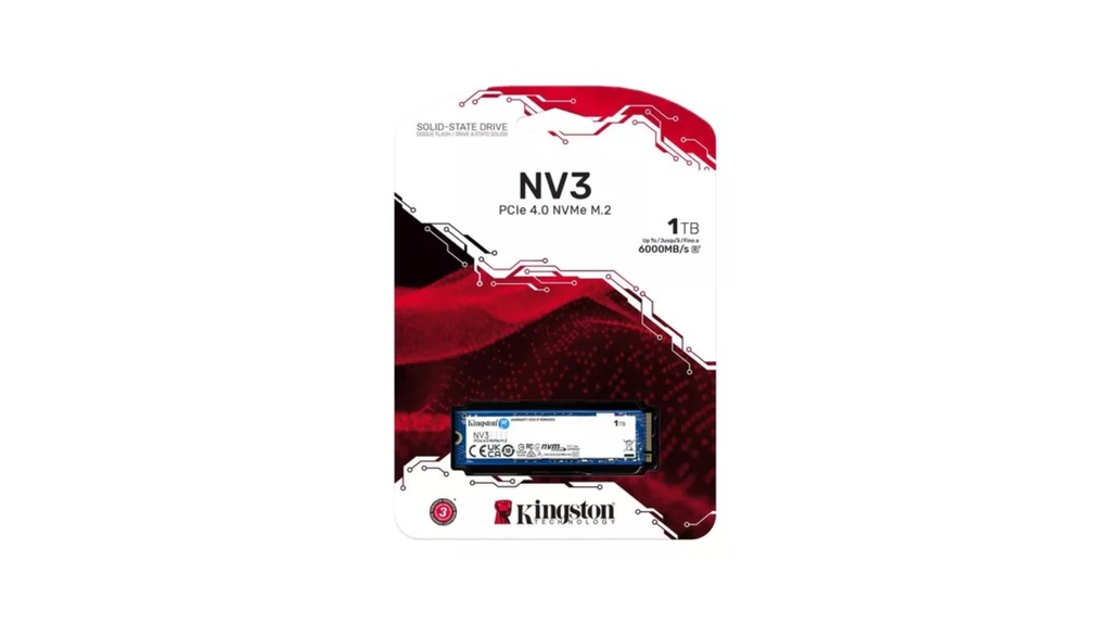 UNIDAD DE ESTADO SOLIDO SSD KINGSTON 1000G NV3 M.2 2280 PCIE 4.0 NVME